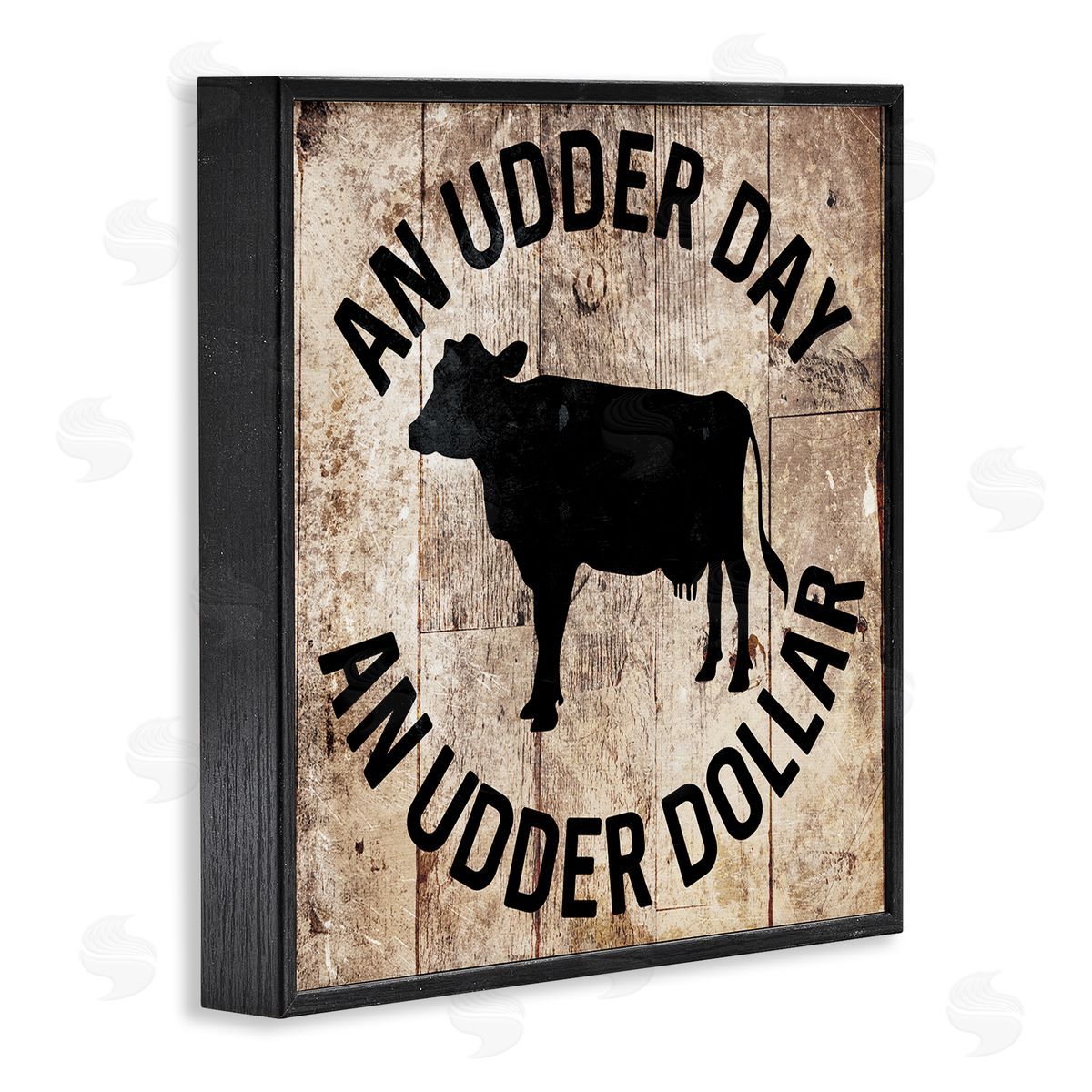 Udder Day Funny Cow Black Frame Print Wall Art, Home Decor by Milli Villa