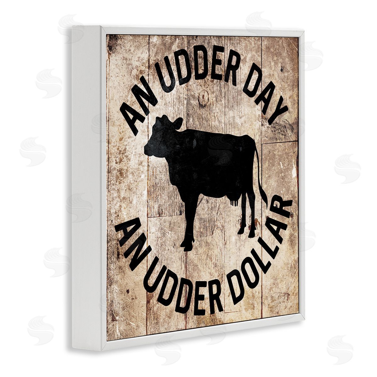 Udder Day Funny Cow White Frame Print Wall Art, Home Decor by Milli Villa