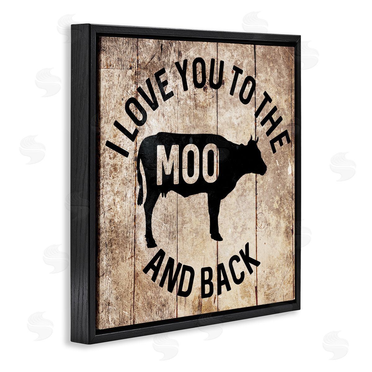 Moo & Back Funny Cow Black Floating Frame Canvas Wall Art, Home Decor by Milli Villa