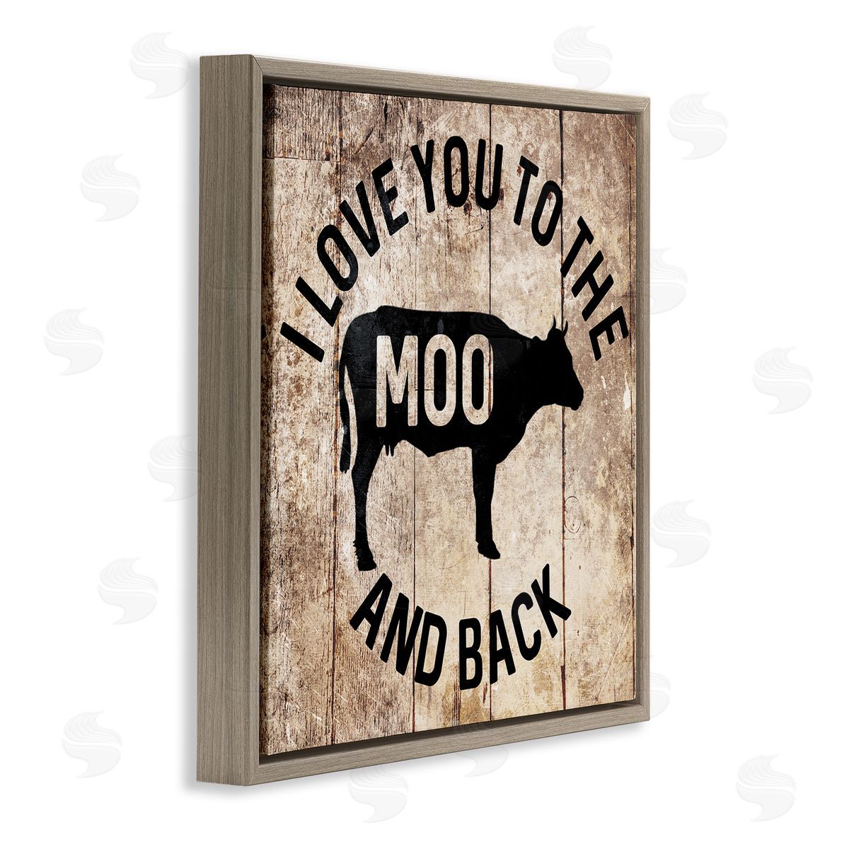 Moo & Back Funny Cow Brown Floating Frame Canvas Wall Art, Home Decor by Milli Villa