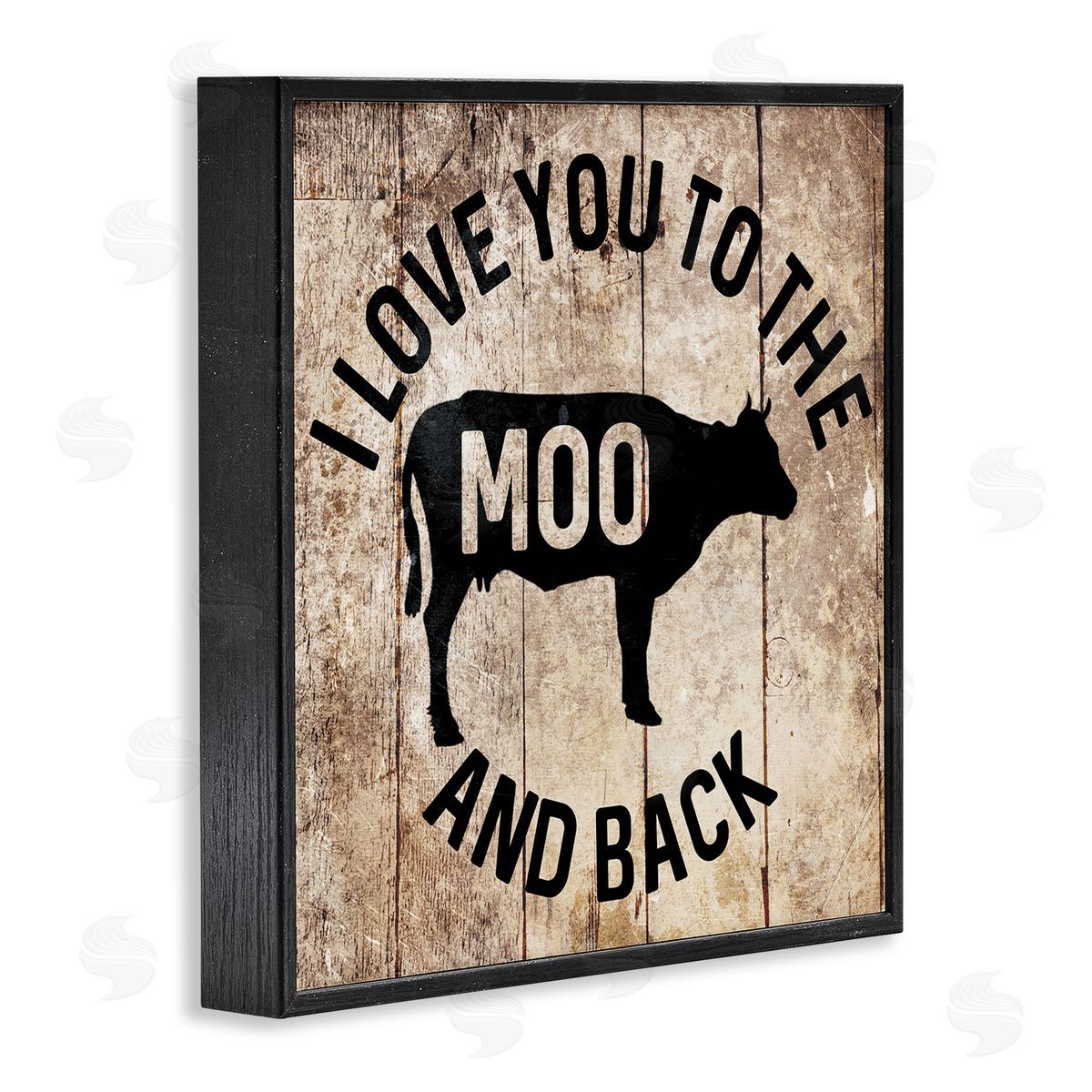 Moo & Back Funny Cow Black Frame Print Wall Art, Home Decor by Milli Villa