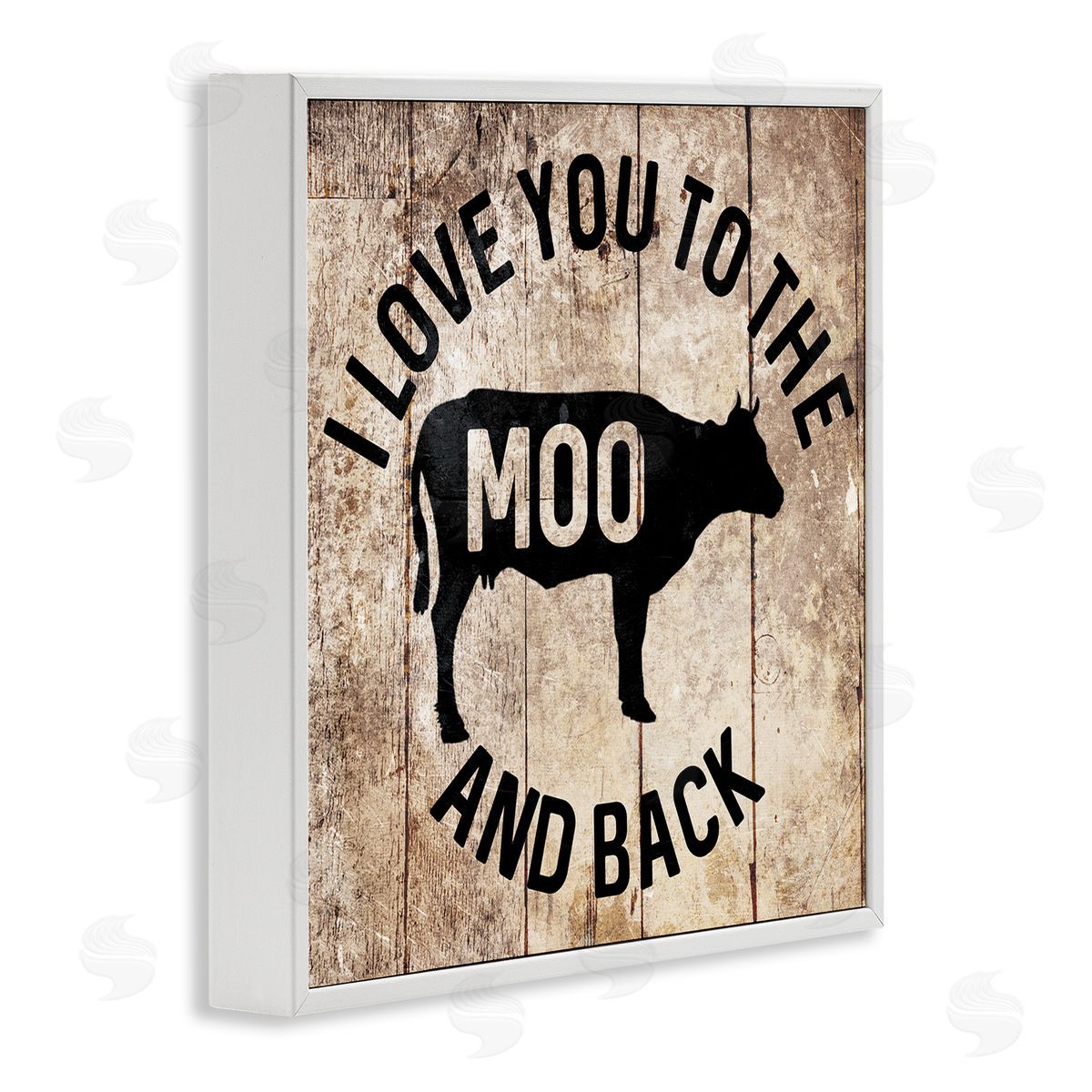 Moo & Back Funny Cow White Frame Print Wall Art, Home Decor by Milli Villa