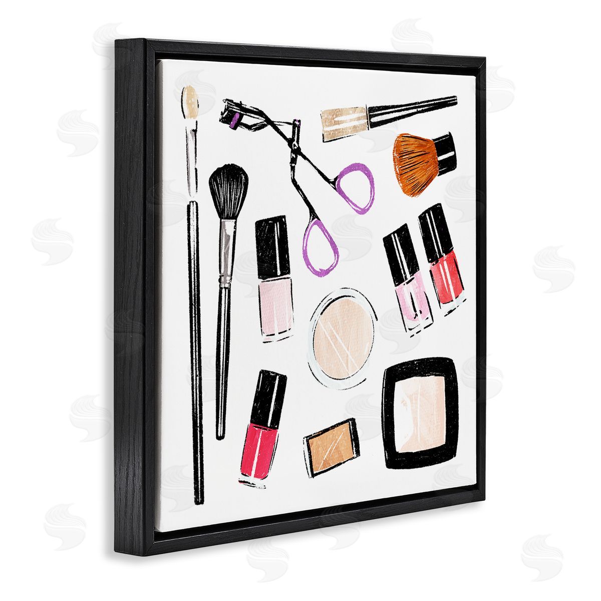 Make Up Tools Beauty Black Floating Frame Canvas Wall Art, Home Decor by Milli Villa