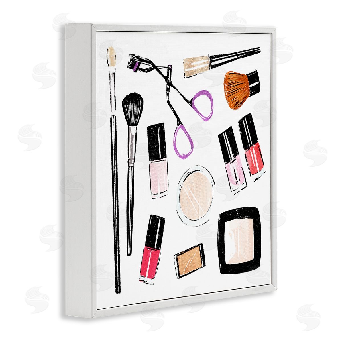Make Up Tools Beauty White Frame Print Wall Art, Home Decor by Milli Villa