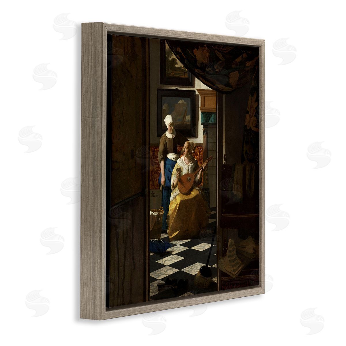 The Love Letter 1669 Brown Floating Frame Canvas Wall Art, Home Decor by Johannes Vermeer