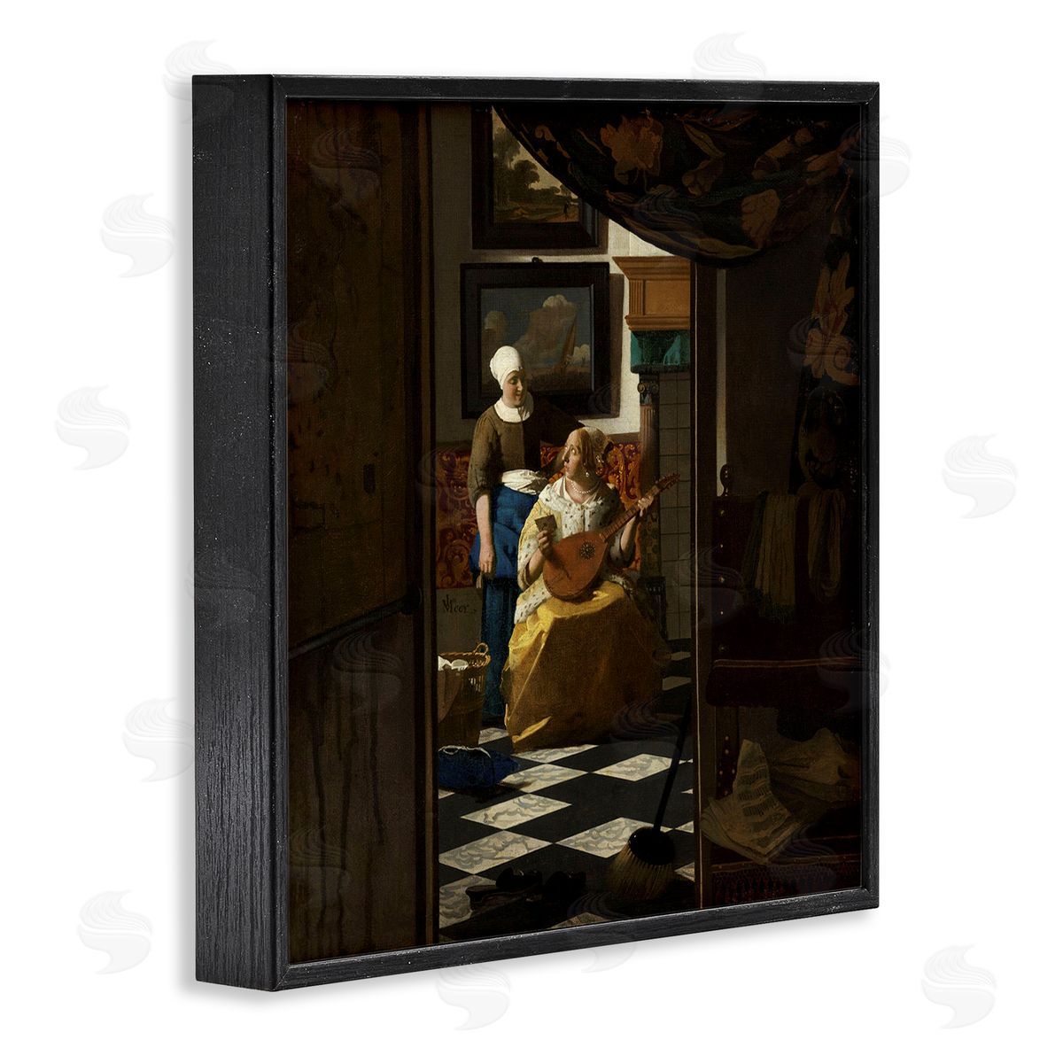 The Love Letter 1669 Black Frame Print Wall Art, Home Decor by Johannes Vermeer