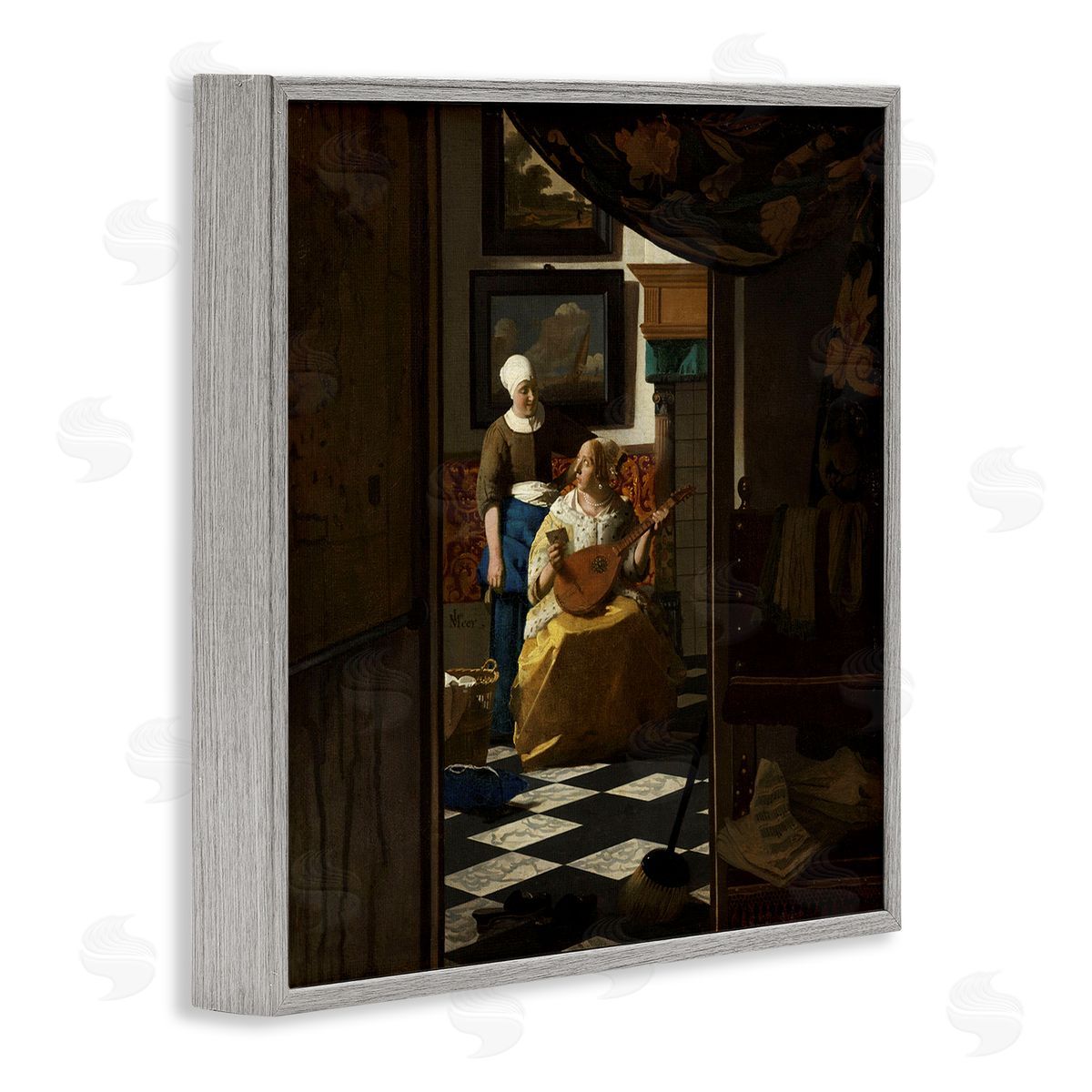 The Love Letter 1669 Grey Frame Print Wall Art, Home Decor by Johannes Vermeer