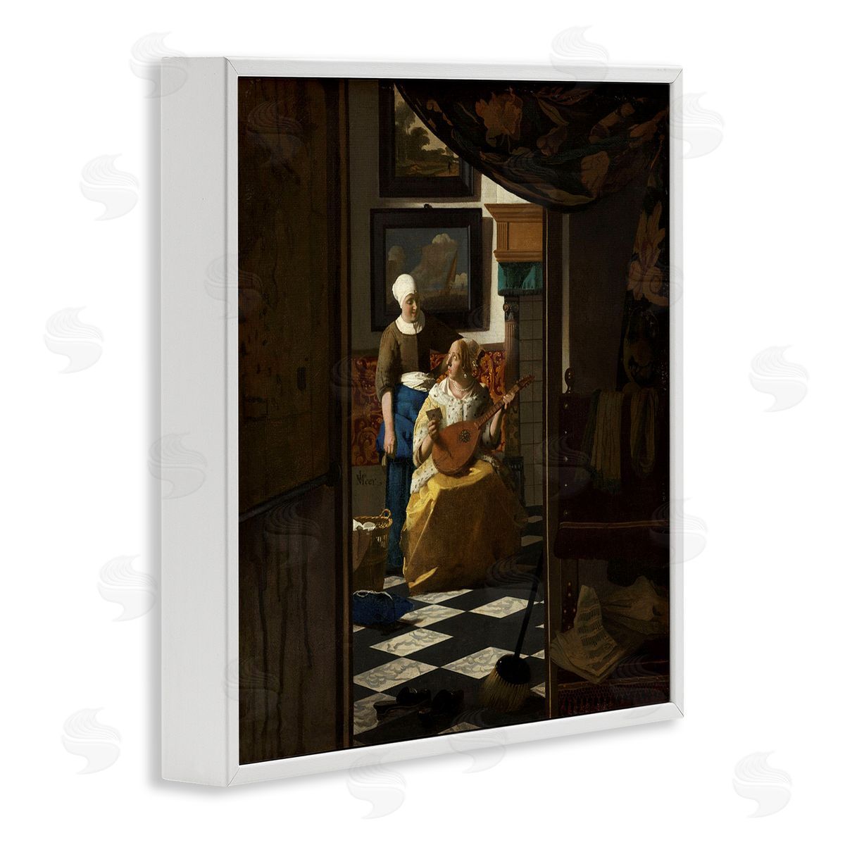 The Love Letter 1669 White Frame Print Wall Art, Home Decor by Johannes Vermeer