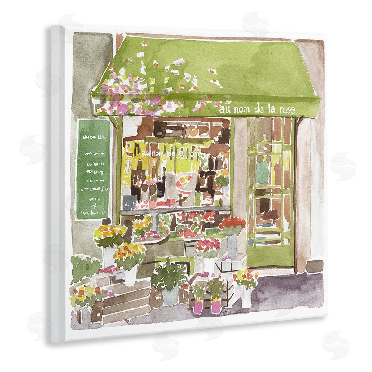 Paris Flower Shop Green Wood Plaque Wall Art, Home Decor by Melissa Wang
