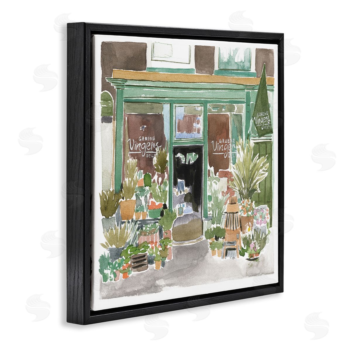 Paris Flower Shop Black Floating Frame Canvas Wall Art, Home Decor by Melissa Wang