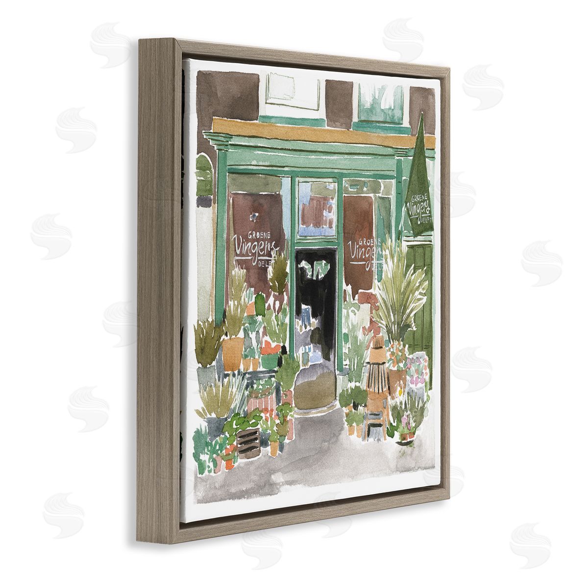 Paris Flower Shop Brown Floating Frame Canvas Wall Art, Home Decor by Melissa Wang