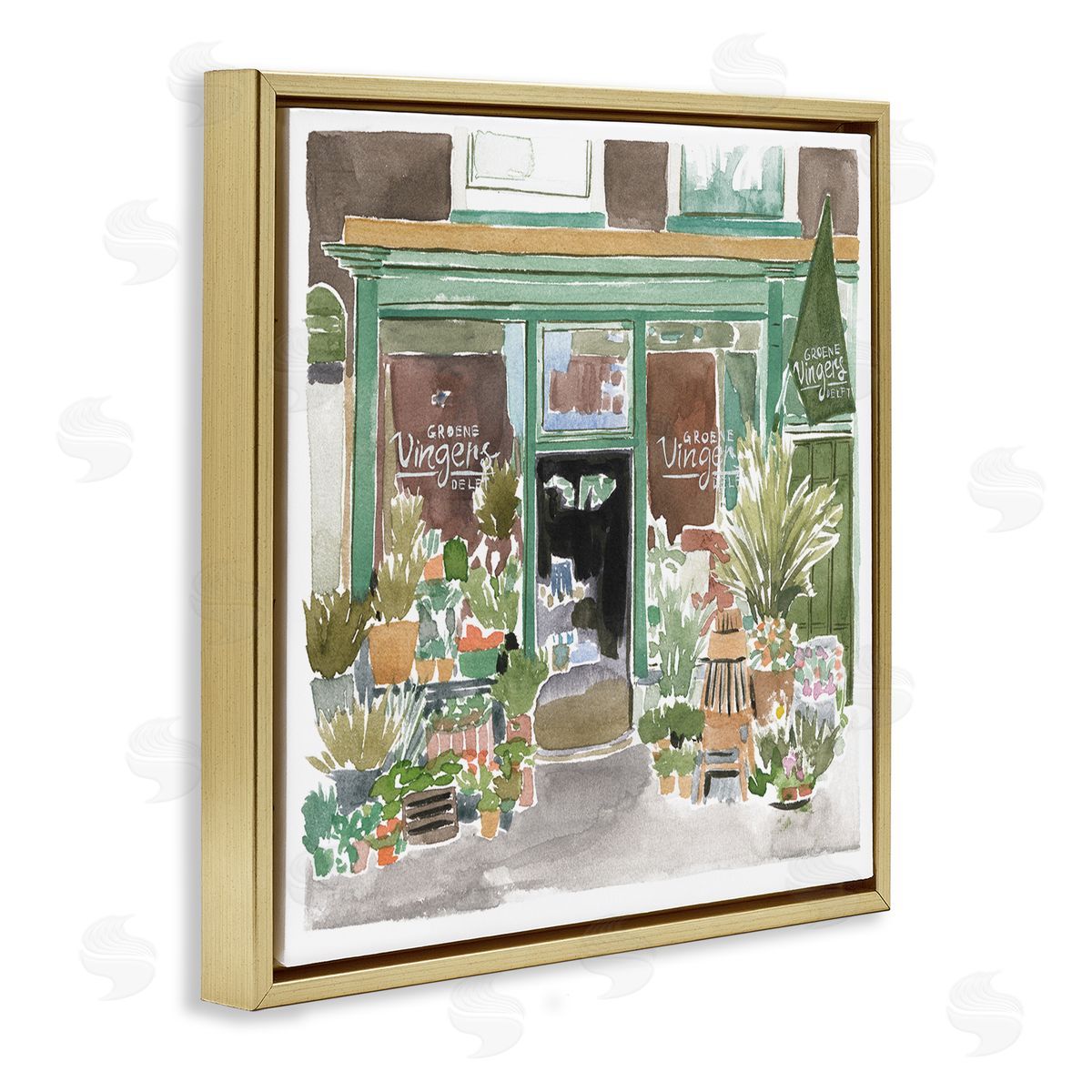 Paris Flower Shop Gold Floating Frame Canvas Wall Art, Home Decor by Melissa Wang