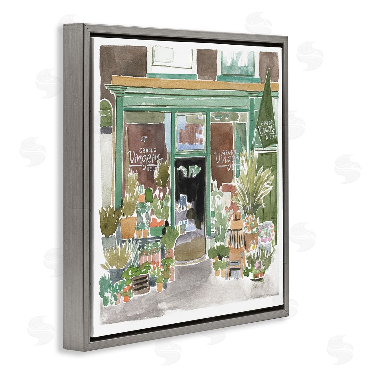 Paris Flower Shop Grey Floating Frame Canvas Wall Art, Home Decor by Melissa Wang