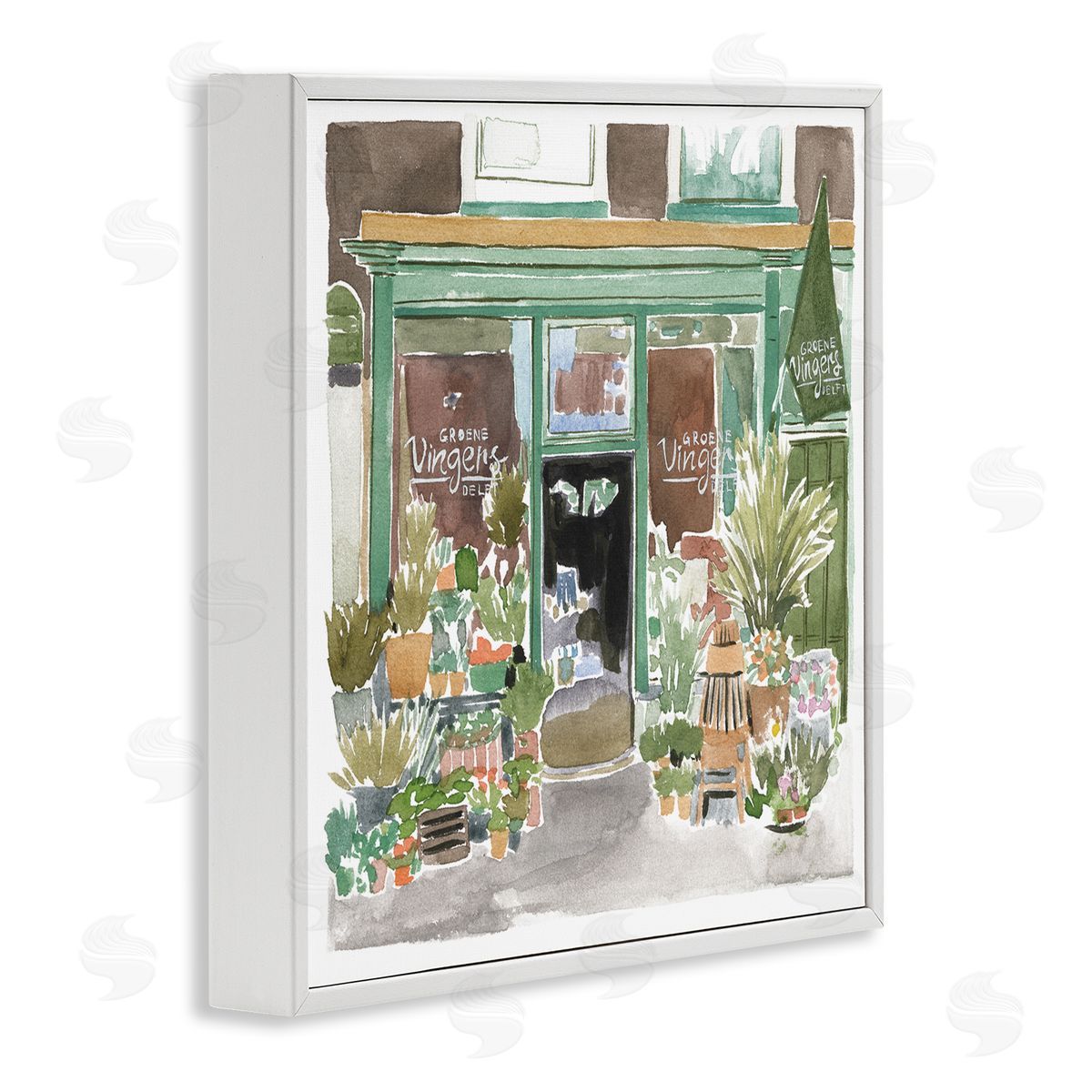Paris Flower Shop White Frame Print Wall Art, Home Decor by Melissa Wang
