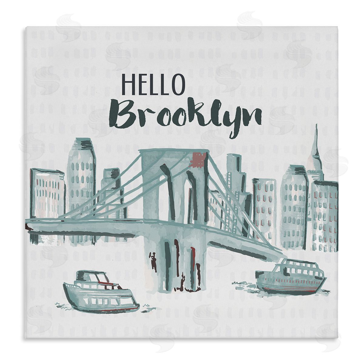 Hello Brooklyn Bridge Cityscape Canvas Wall Art, Home Decor by Cindy Willingham