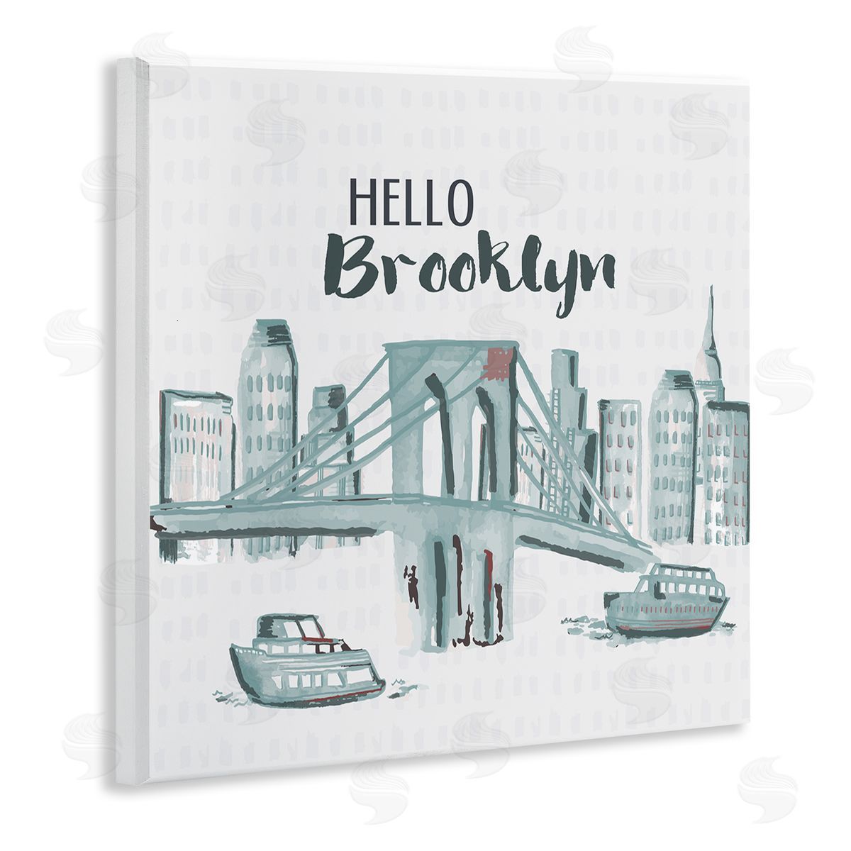 Hello Brooklyn Bridge Cityscape Wood Plaque Wall Art, Home Decor by Cindy Willingham