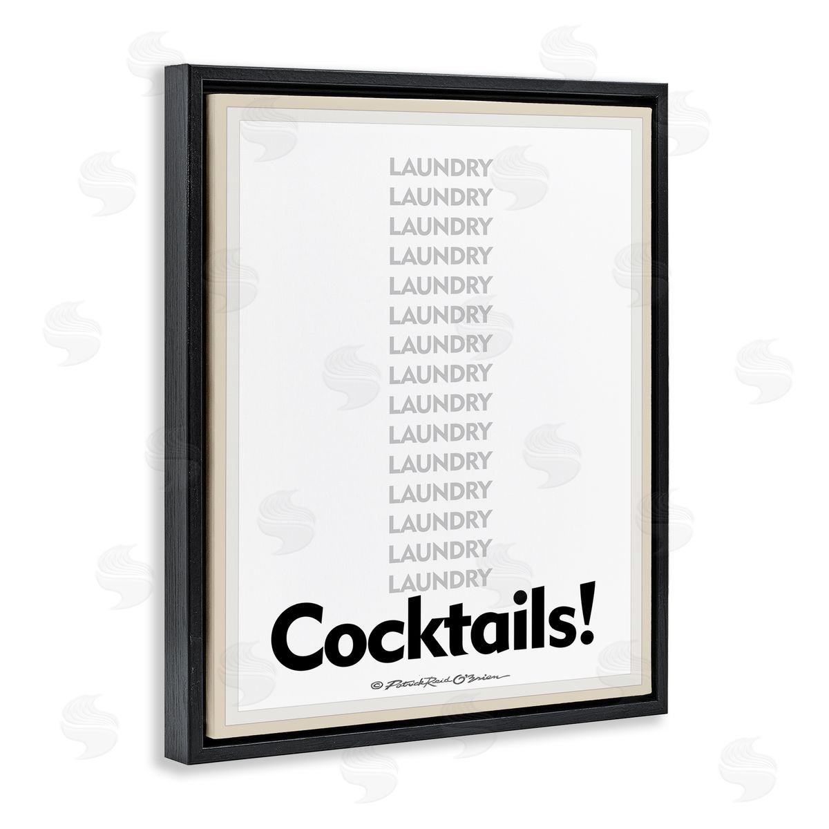Laundry And Cocktails Funny Black Floating Frame Canvas Wall Art, Home Decor by Patrick Reid O'Brien