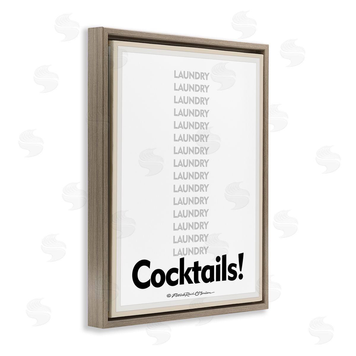 Laundry And Cocktails Funny Brown Floating Frame Canvas Wall Art, Home Decor by Patrick Reid O'Brien