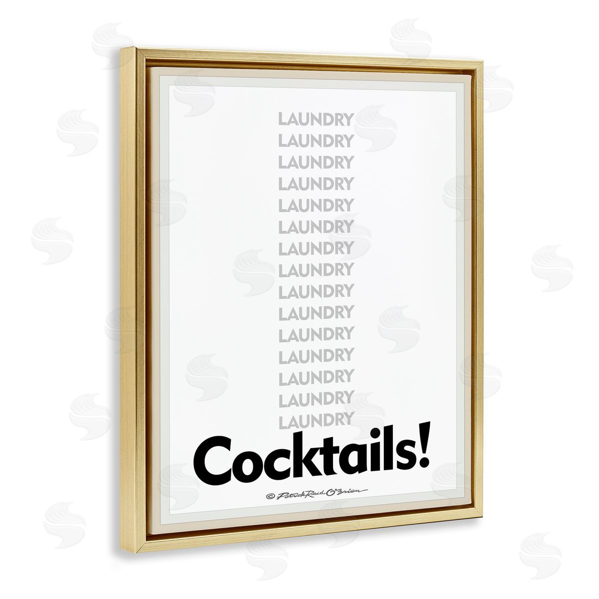 Laundry And Cocktails Funny Gold Floating Frame Canvas Wall Art, Home Decor by Patrick Reid O'Brien