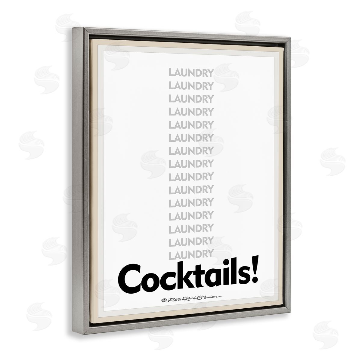 Laundry And Cocktails Funny Grey Floating Frame Canvas Wall Art, Home Decor by Patrick Reid O'Brien
