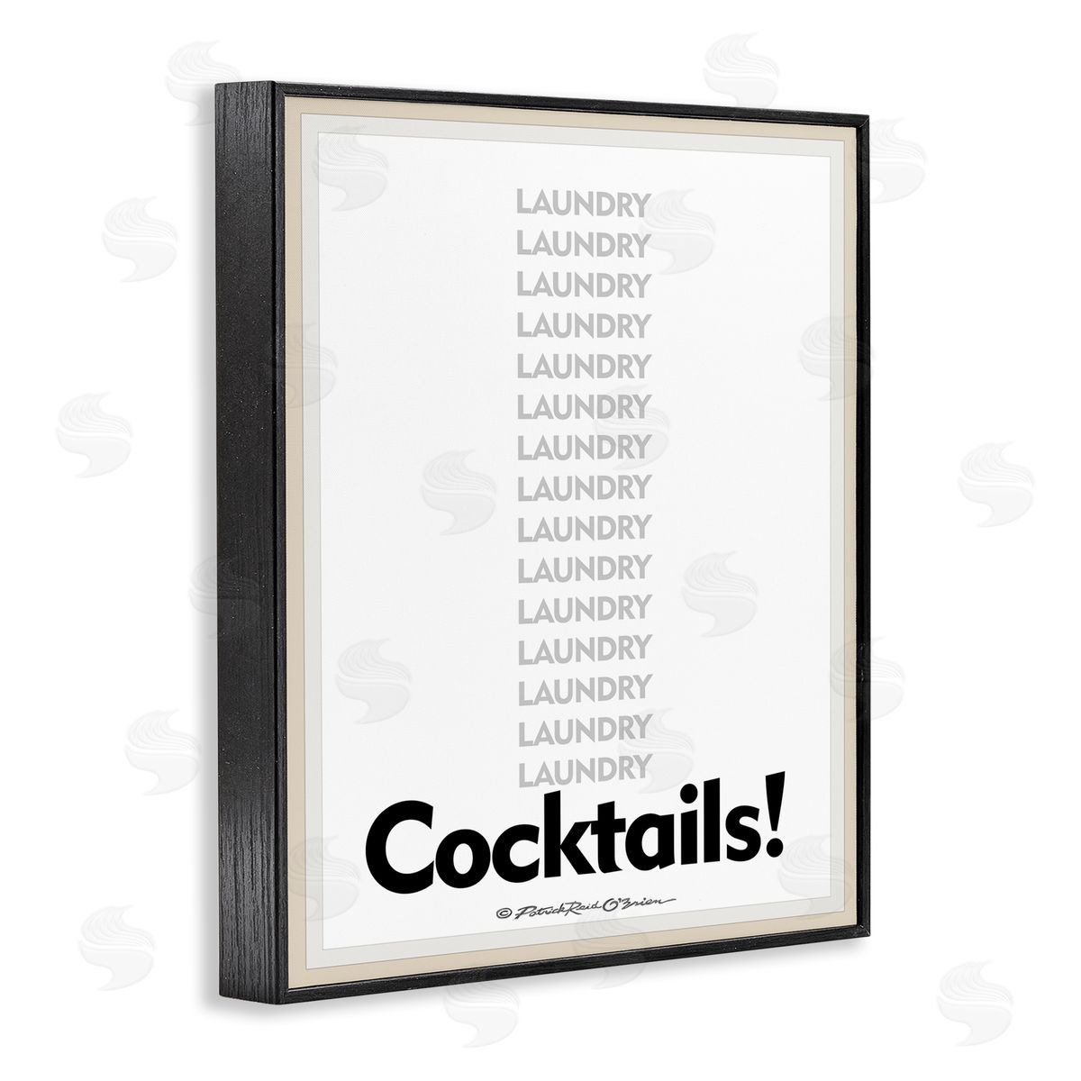 Laundry And Cocktails Funny Black Frame Print Wall Art, Home Decor by Patrick Reid O'Brien