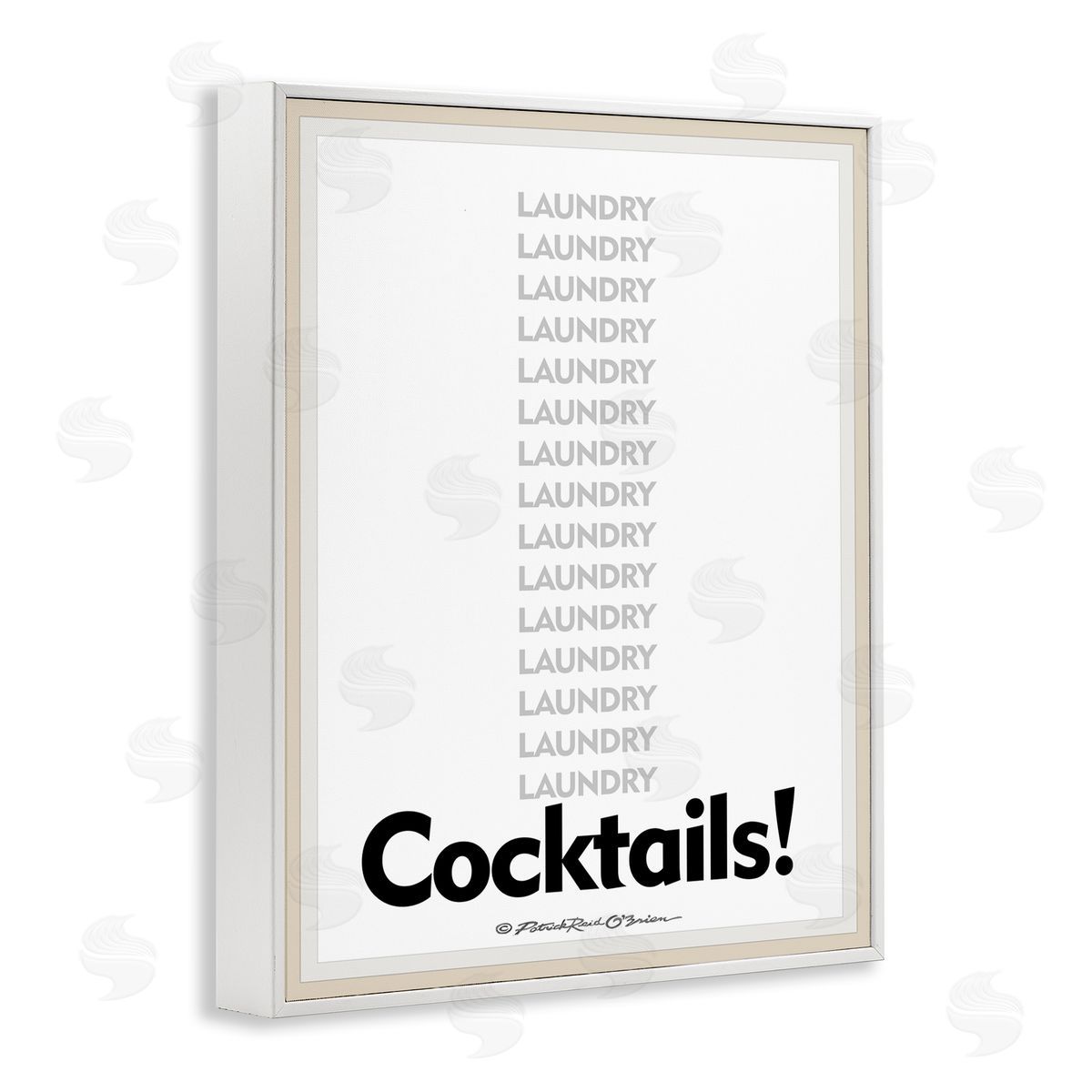 Laundry And Cocktails Funny White Frame Print Wall Art, Home Decor by Patrick Reid O'Brien