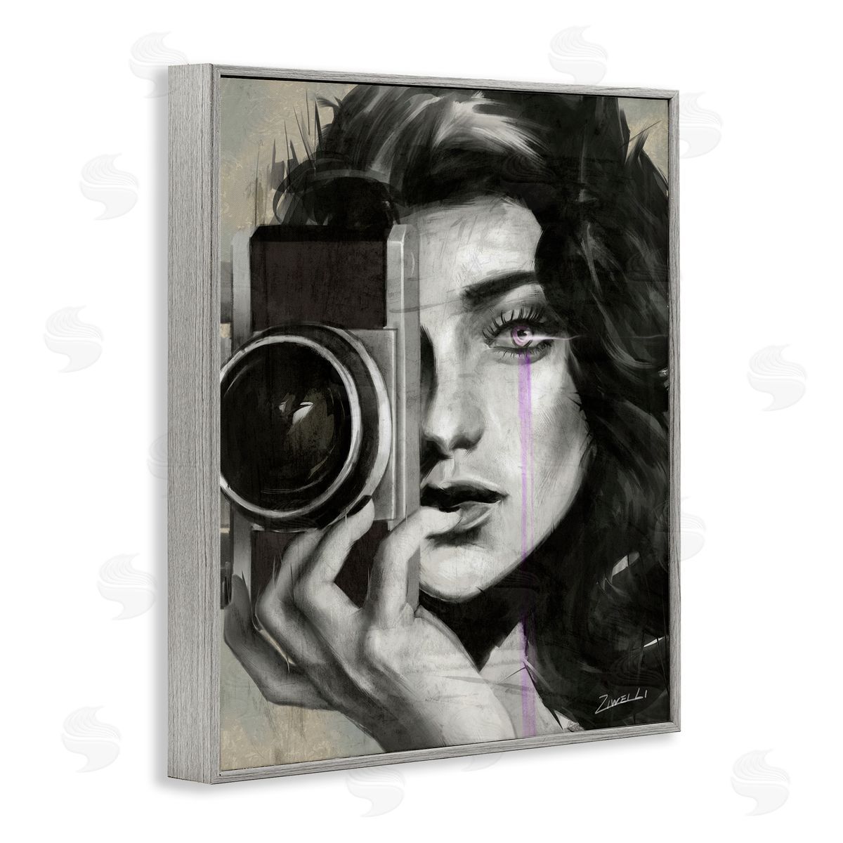 Portrait of Female Photographer Grey Frame Print Wall Art, Home Decor by Ziwei Li