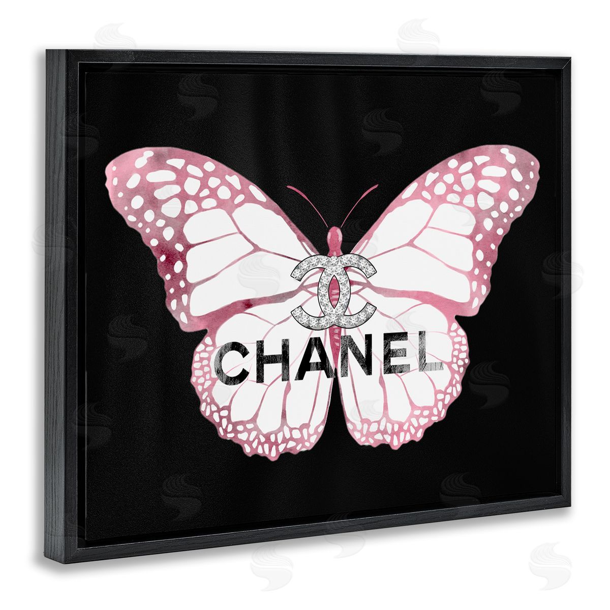 Butterfly Glam Fashion Black Floating Frame Canvas Wall Art, Home Decor by Ziwei Li