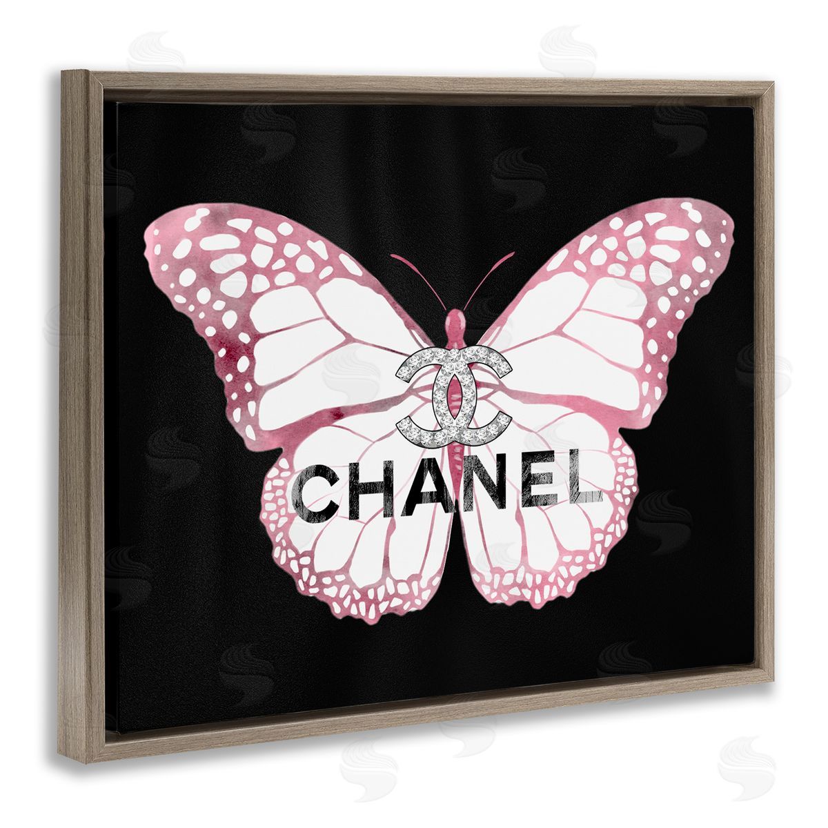 Butterfly Glam Fashion Brown Floating Frame Canvas Wall Art, Home Decor by Ziwei Li