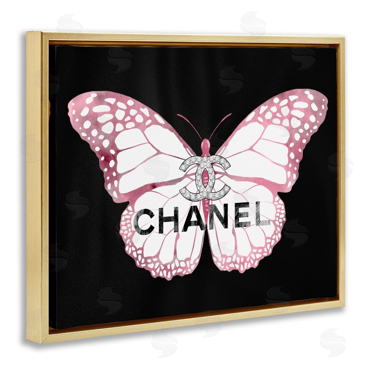 Butterfly Glam Fashion Gold Floating Frame Canvas Wall Art, Home Decor by Ziwei Li
