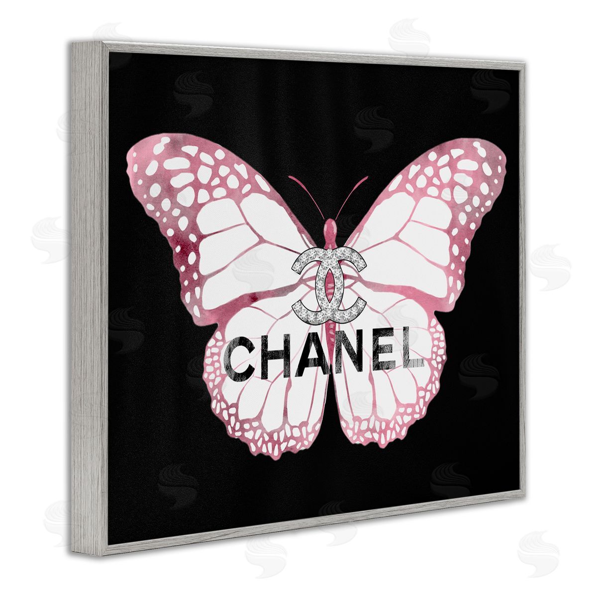 Butterfly Glam Fashion Grey Frame Print Wall Art, Home Decor by Ziwei Li