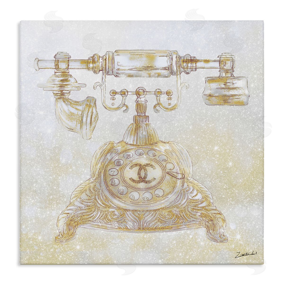 Rotary Telephone Fashion Brand Canvas Wall Art, Home Decor by Ziwei Li