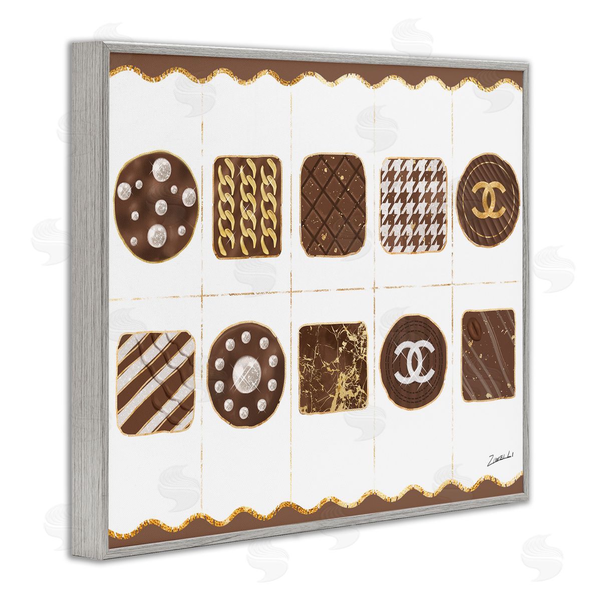 Fashion Brand Candy Box Grey Frame Print Wall Art, Home Decor by Ziwei Li