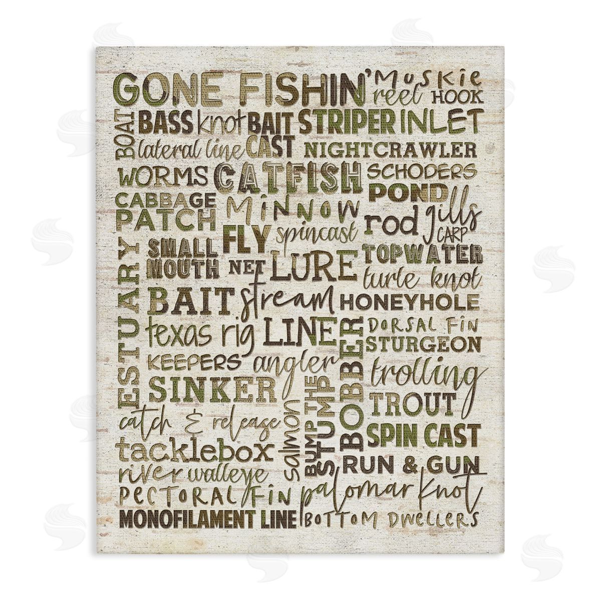 Fishing Phrases & Terms Sports Canvas Wall Art, Home Decor by Erica Billups