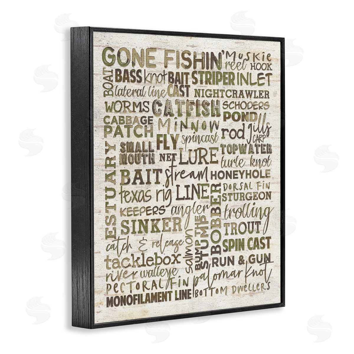 Fishing Phrases & Terms Sports Black Frame Print Wall Art, Home Decor by Erica Billups