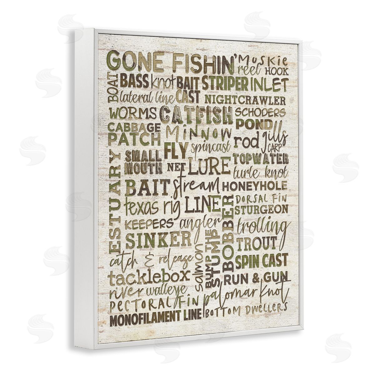 Fishing Phrases & Terms Sports White Frame Print Wall Art, Home Decor by Erica Billups