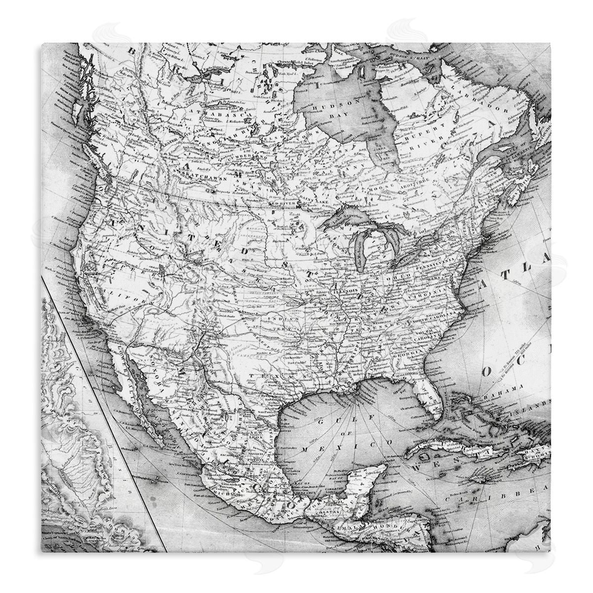 Vintage Map Of North America Canvas Wall Art, Home Decor by Stupell Studio