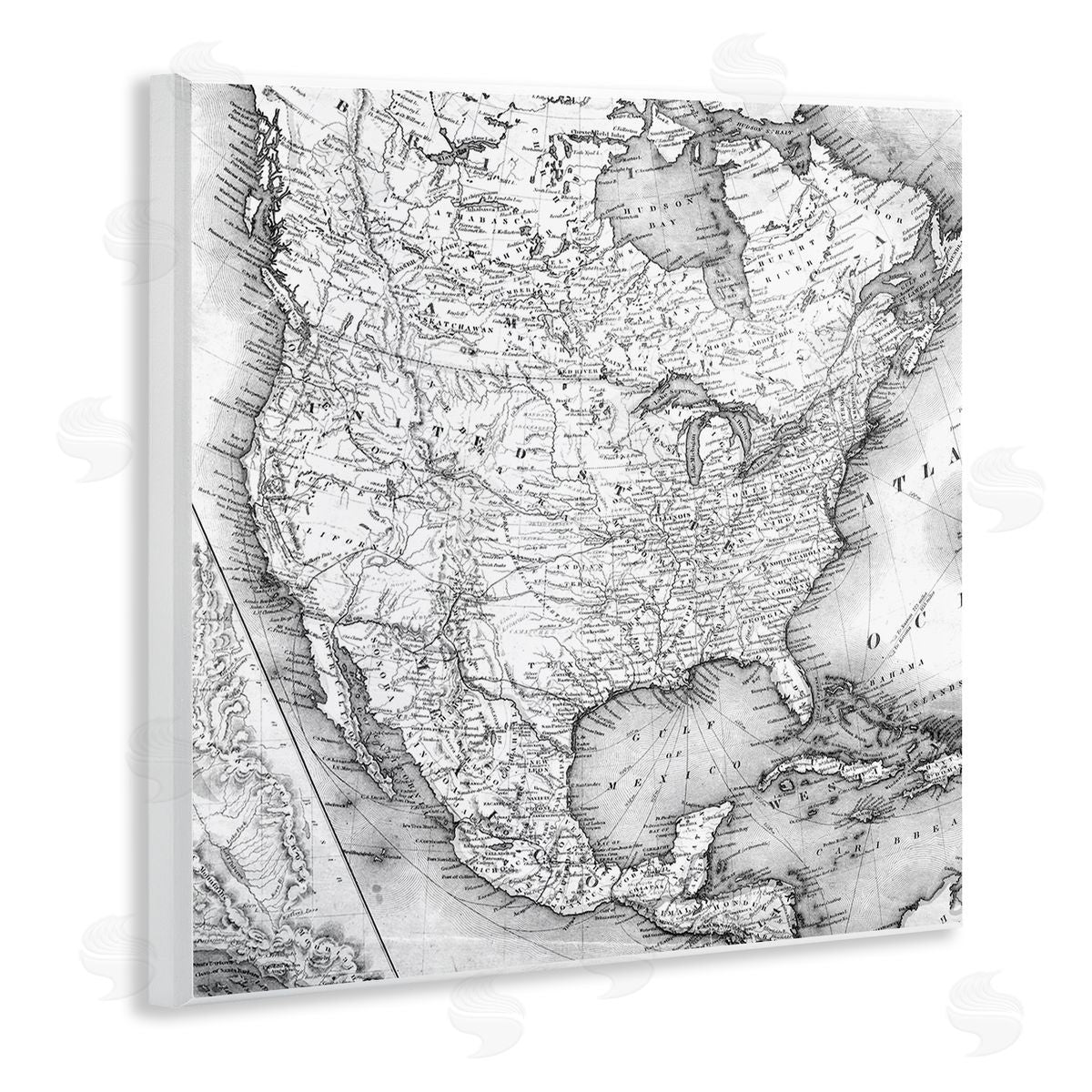 Vintage Map Of North America Wood Plaque Wall Art, Home Decor by Stupell Studio