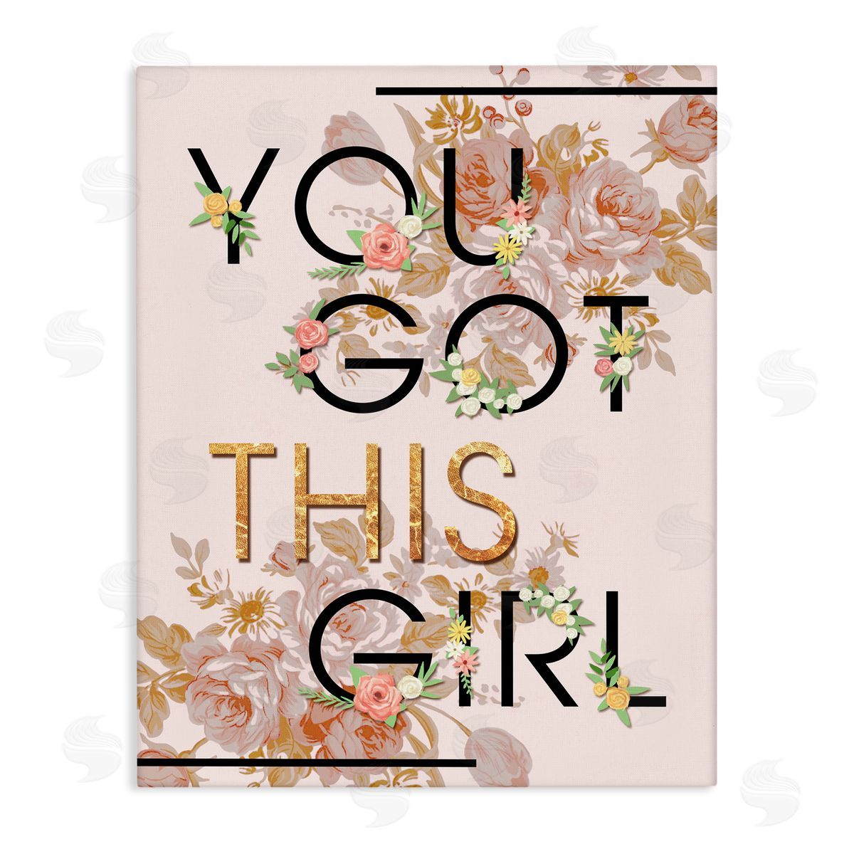 You Got This Girl Floral Glam Canvas Wall Art, Home Decor by Ziwei Li