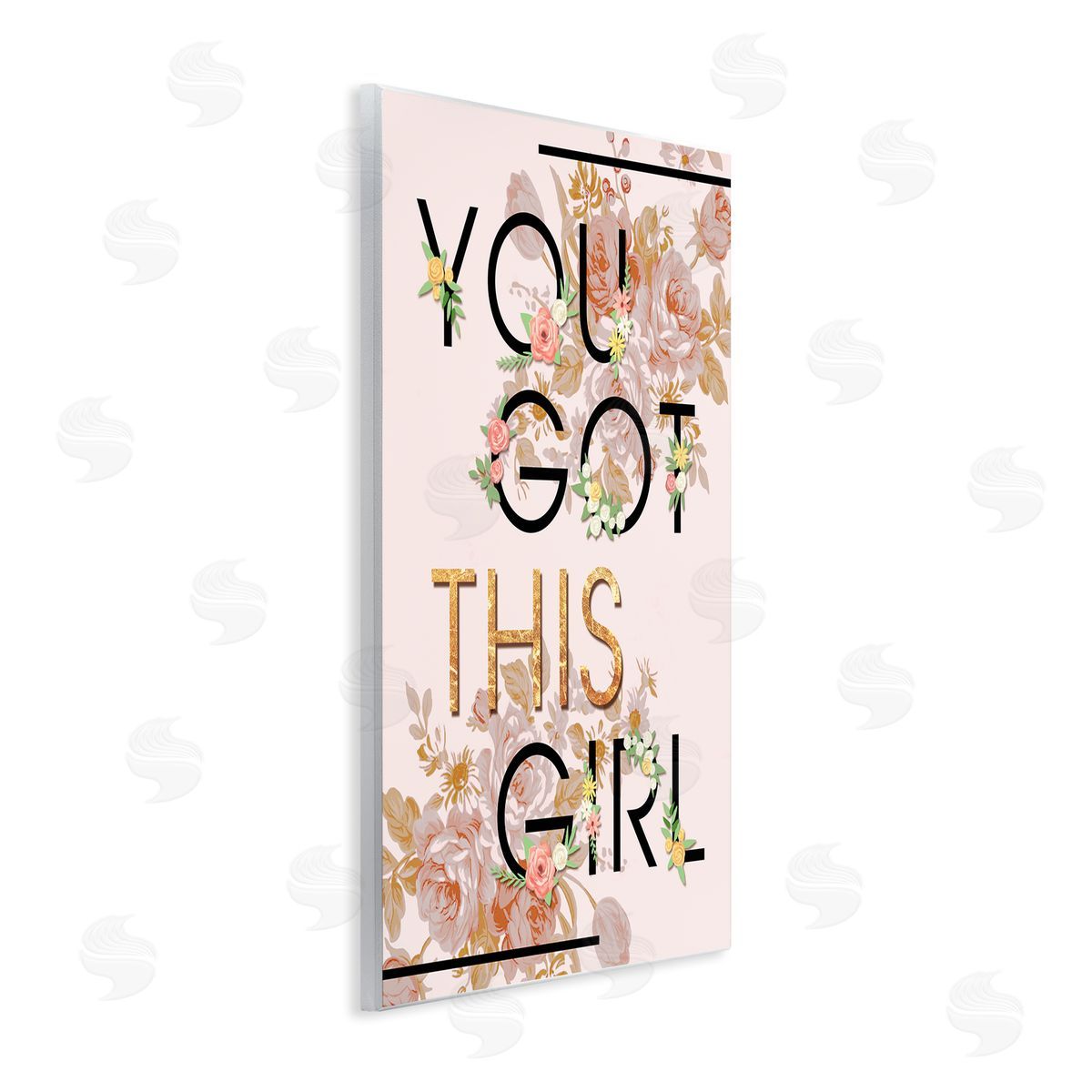 You Got This Girl Floral Glam Wood Plaque Wall Art, Home Decor by Ziwei Li