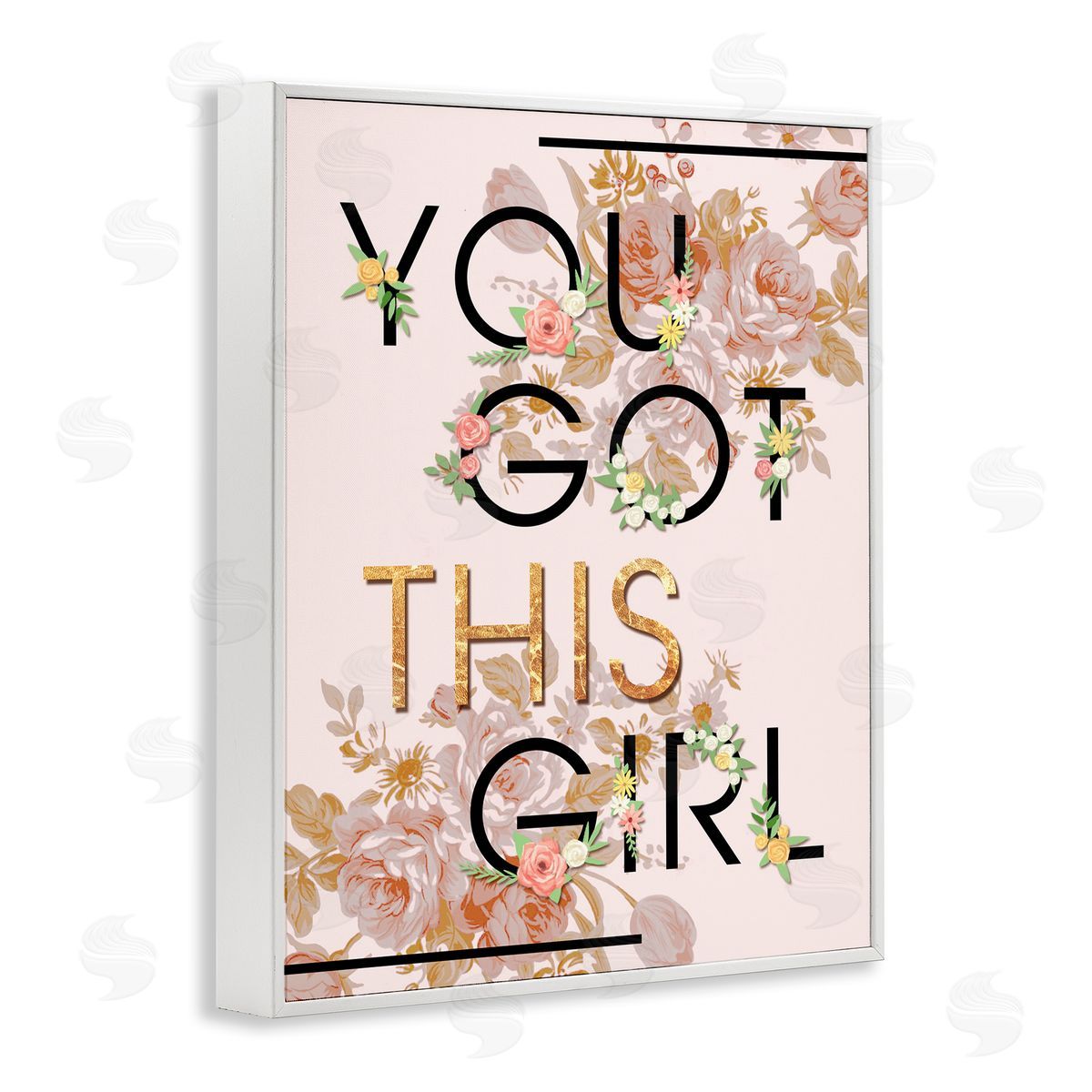 You Got This Girl Floral Glam White Frame Print Wall Art, Home Decor by Ziwei Li