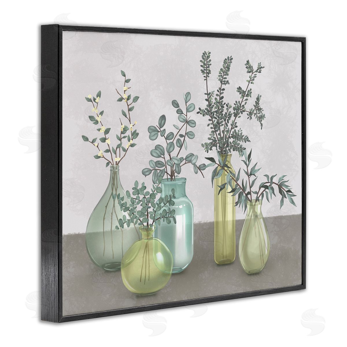Plants In Vases Neutral Grey Black Frame Print Wall Art, Home Decor by Ziwei Li