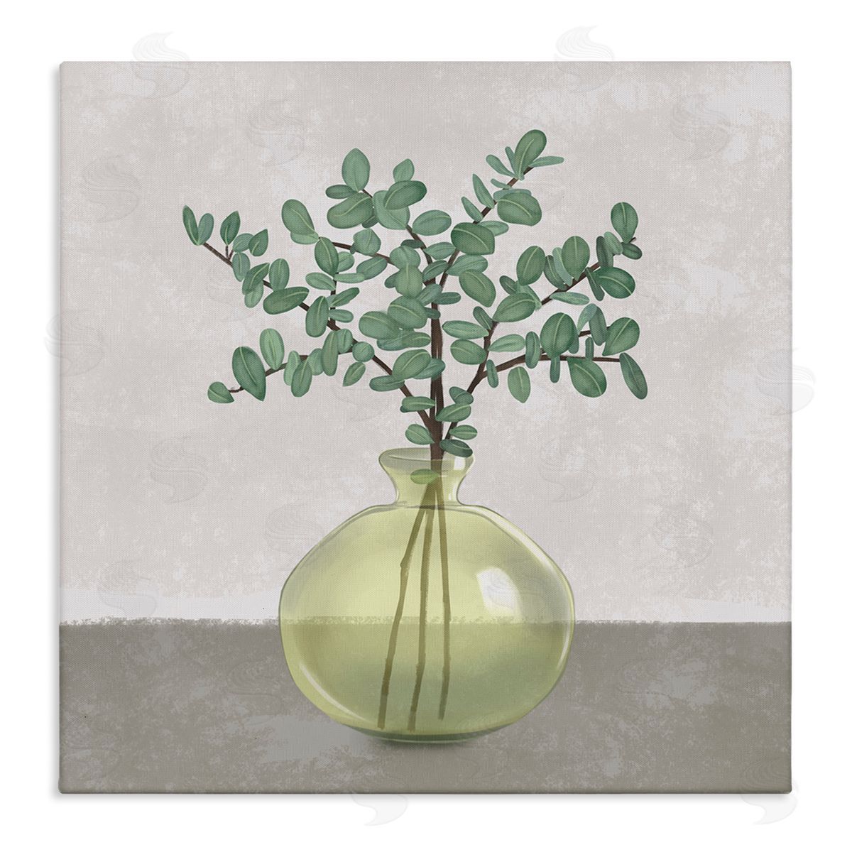 Plant In Vase Grey Neutral Canvas Wall Art, Home Decor by Ziwei Li