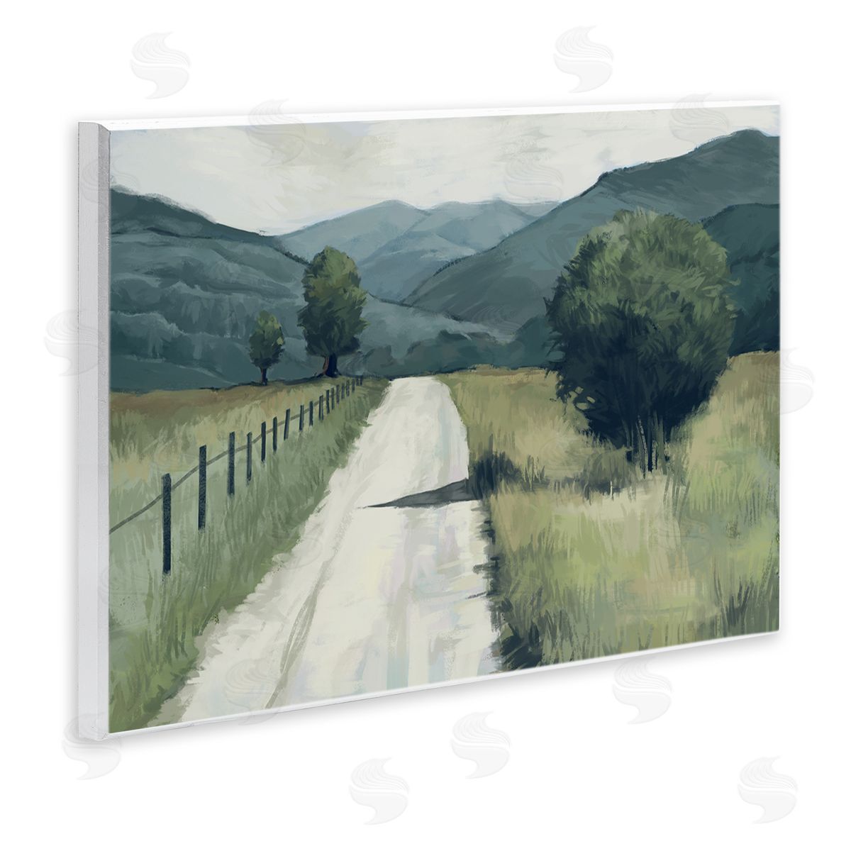 Farmland Fields Green Landscape Wood Plaque Wall Art, Home Decor by Ziwei Li