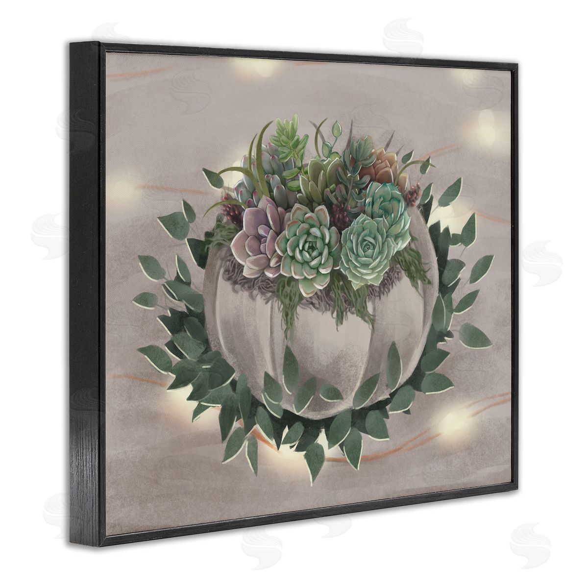 Succulent Bundle Green Purple Black Frame Print Wall Art, Home Decor by Ziwei Li