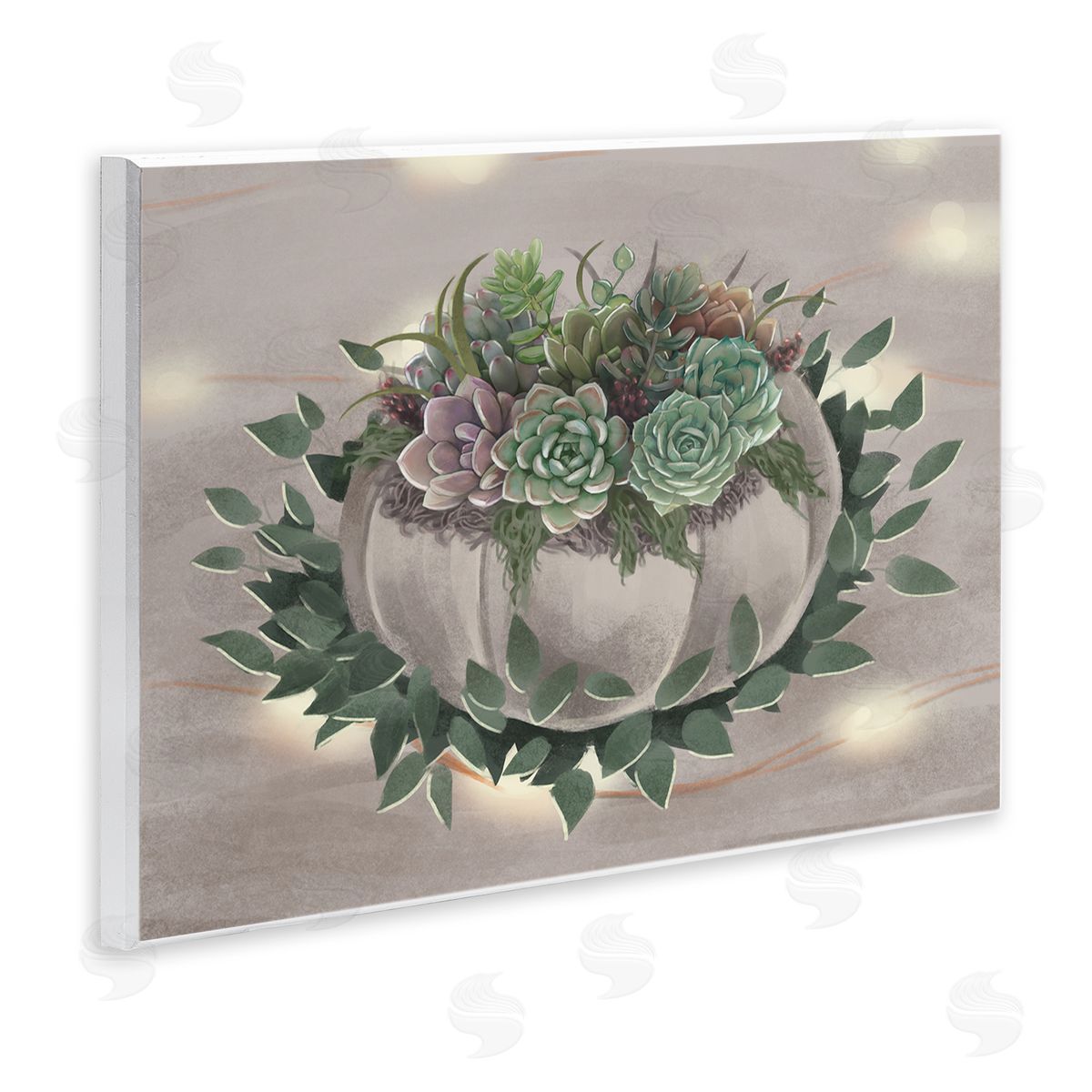 Succulent Bundle Green Purple Wood Plaque Wall Art, Home Decor by Ziwei Li