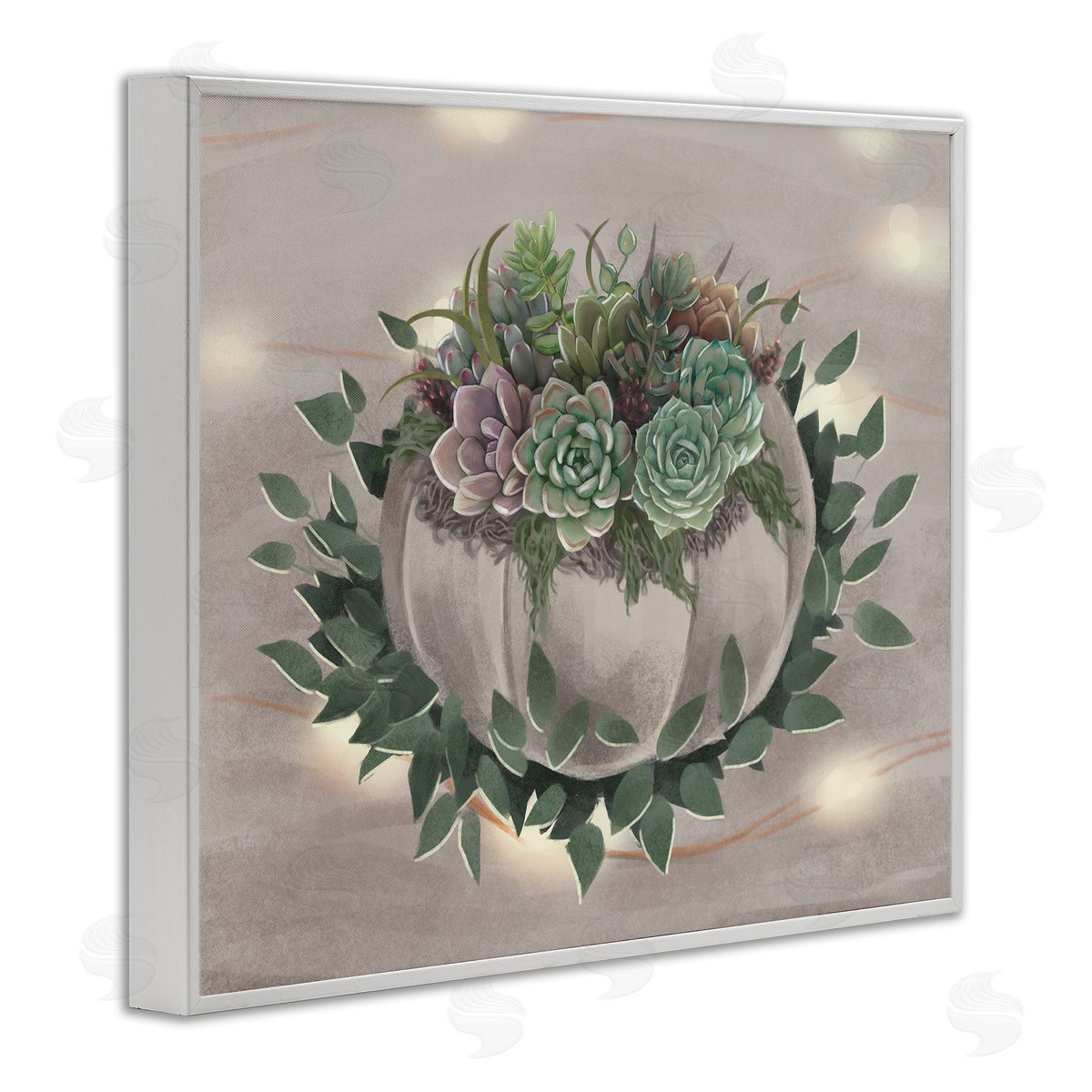 Succulent Bundle Green Purple White Frame Print Wall Art, Home Decor by Ziwei Li