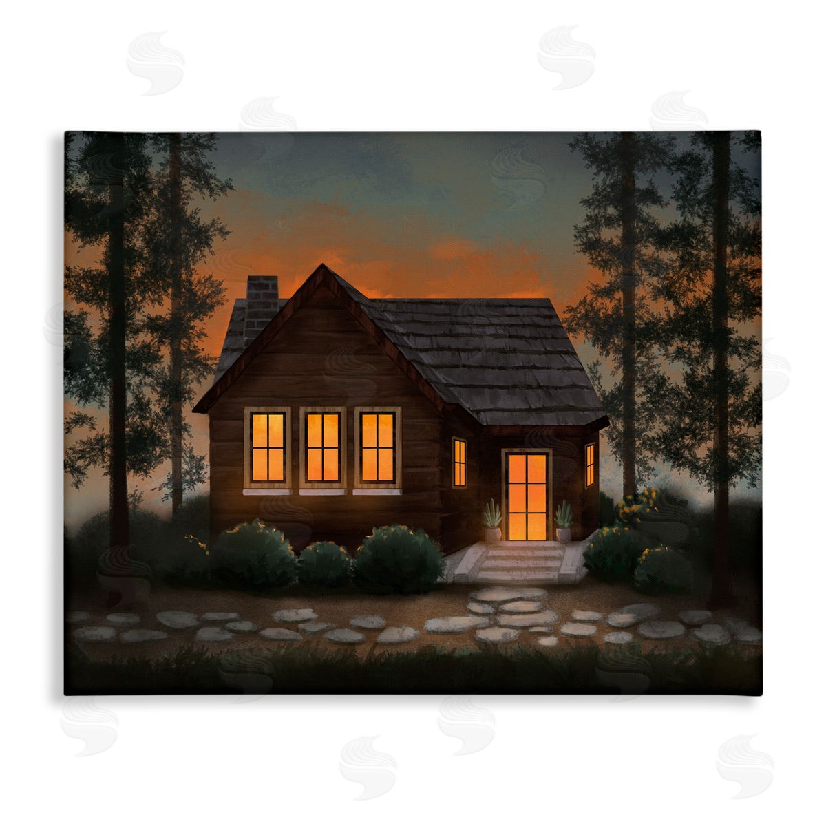 Cabin Woods Country Landscape Canvas Wall Art, Home Decor by Ziwei Li