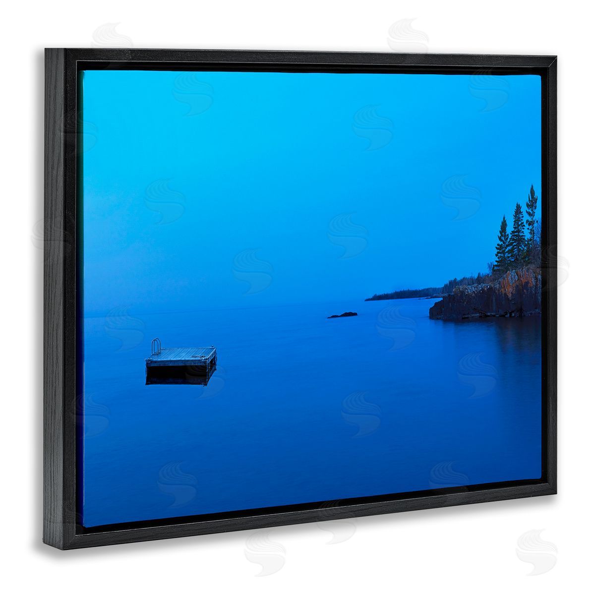 Lake Shore Landscape Photograph Black Floating Frame Canvas Wall Art, Home Decor by James McLoughlin