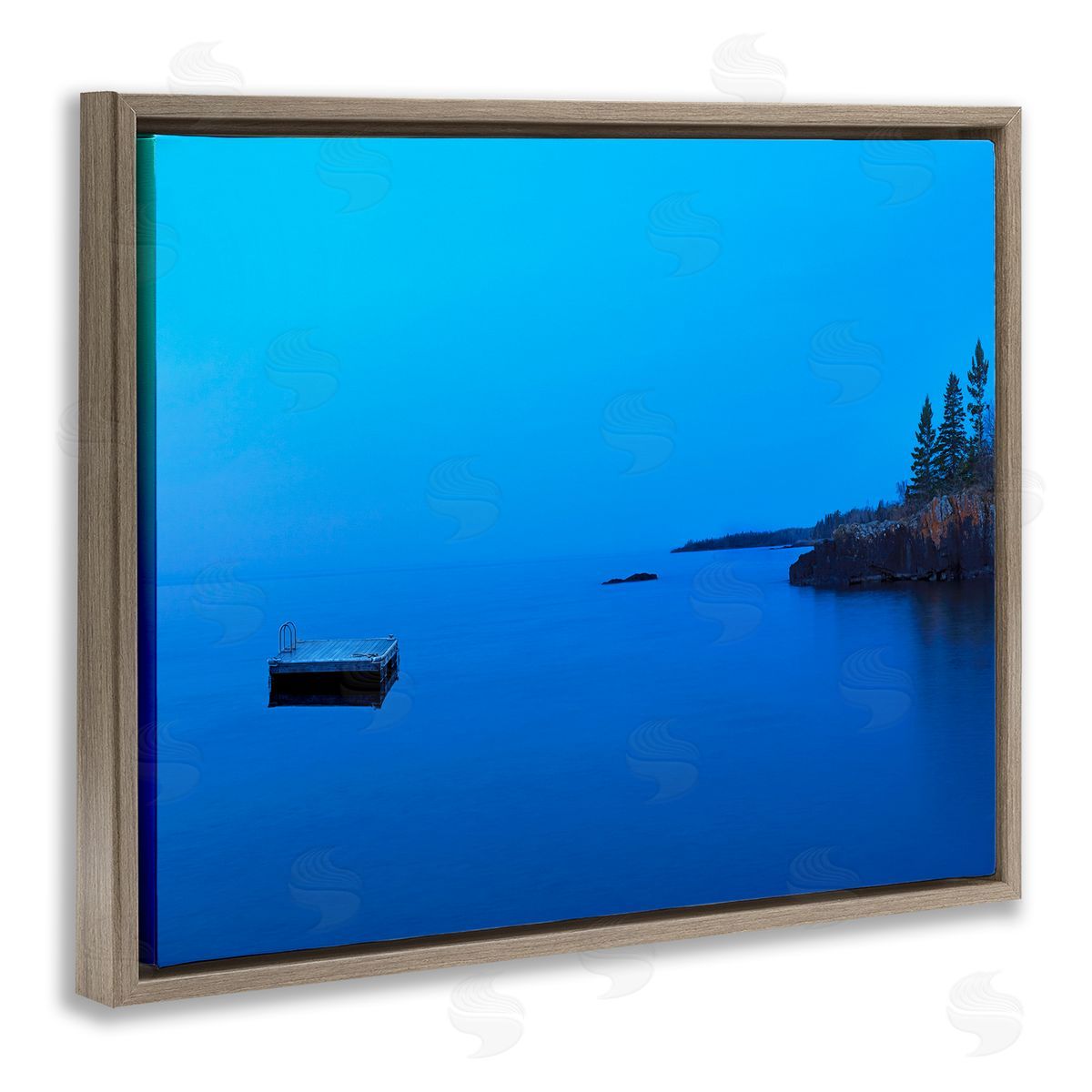 Lake Shore Landscape Photograph Brown Floating Frame Canvas Wall Art, Home Decor by James McLoughlin